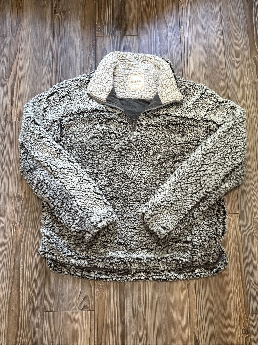 Altar’s State Sherpa Pullover Large Charcoal Frosted Fleece Quarter Zip Jacket